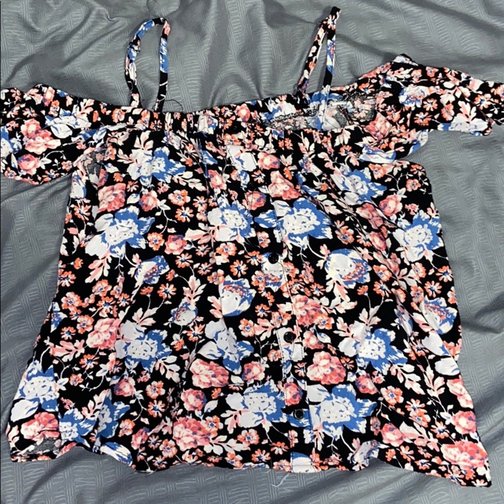 off the shoulder crop top button down